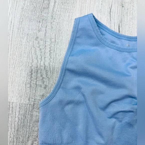 Knix Good to Go High Neck Seamless Blue Sports Bra Small - Picture 4 of 5